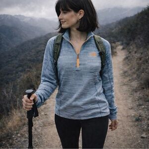 The North Face Womens Quarter Zip Fleece Pullover Blue Size M